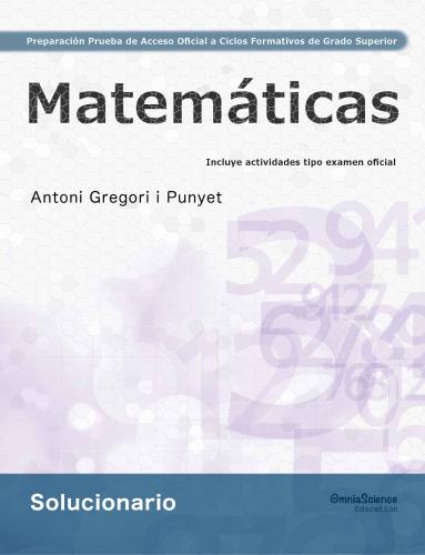 Cubierta para Solucionario Preparación de la Prueba de Acceso Oficial a Ciclos Formativos de Grado Superior: Matemáticas